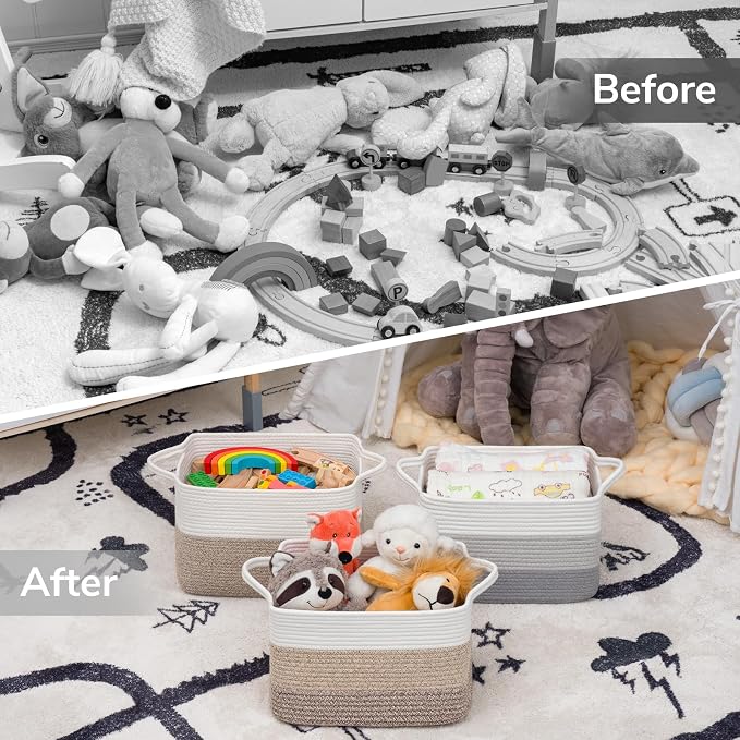 Goodpick Woven Storage Basket for Shelves, Gradient Gray | Stylish Gift Basket - Image 7