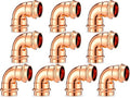 Therwen 10 Pcs 1 Inch Copper Pipe Press Fittings, 90 Degree Elbow Coupling Zero by Therwen