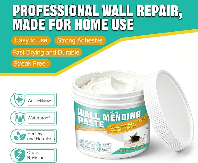 Drywall Repair Kit, 10.6oz White Spackle Paste, Sandpaper | Waterproof - Image 2