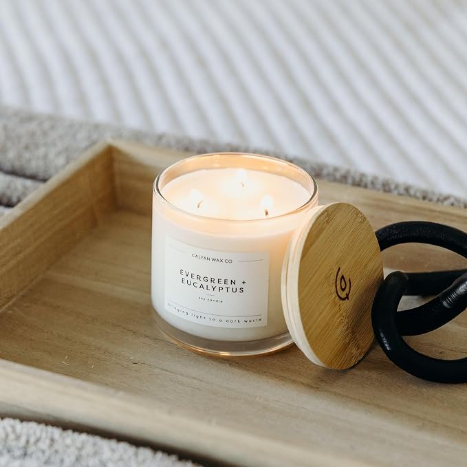 Evergreen & Eucalyptus 3 Wick Scented Candle - Image 5