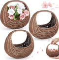 3 Pack Flower Girl Basket with Handle, 6.7 x 6.5 x 4.3 Inch, Half Moon Rattan by Taiyin