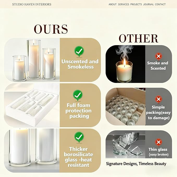 24 Pcs Glass Hurricane Candle Holders Set - Image 4