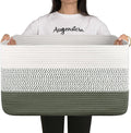 OIAHOMY Blanket Basket Laundry Basket Dog Toy Basket 75L Green/White | Large by MasterofSpaceOptimization