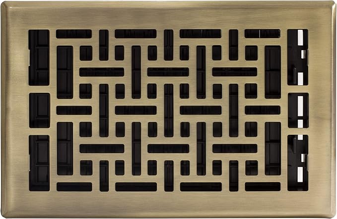 Decor Grates AJH610-A Oriental Floor Register, Antique Brass Finish 6x10 - Image 2