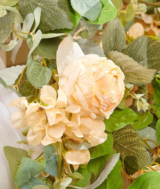Artificial Flower Garland 2pcs 5.4ft Rose & Hydrangea Vine Champagne Flower | - Image 5