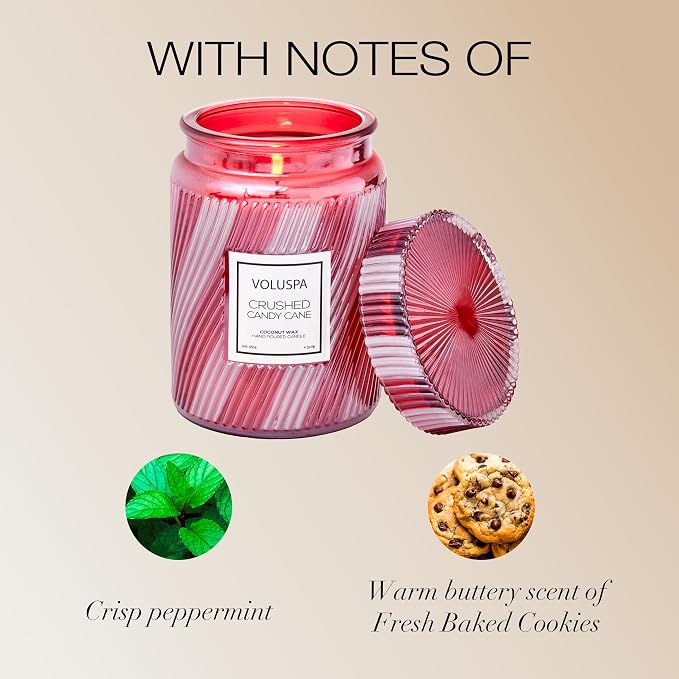 Voluspa Crushed Candy Cane, Large Candle Jar, 18 oz, 100 Hour Burn Time - Image 3