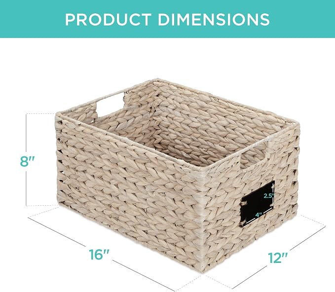 Best Choice Products Pantry Baskets Set of 2 16x12in Water Hyacinth Storage - Image 7