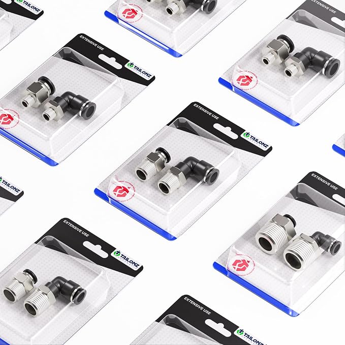 TAILONZ 1/4" x 1/2" NPT Push to Connect Straight & Elbow Fitting Kit 4pcs | - Image 7