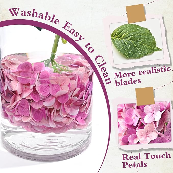 Rose Pink Hydrangea Artificial Flowers, Fake Hydrangeas, Hydrangea Decor - Image 4