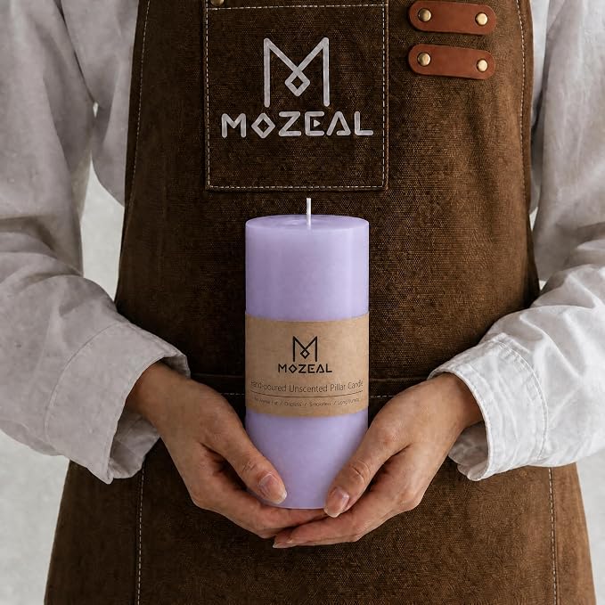 MOZEAL 3" x 4" Hand-Poured Unscented Lavender Candle, Dripless Light Purple - Image 2