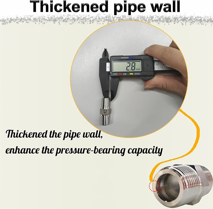 1/4" Male x 1/4" Male Hex Nipple Pipe Fittings, 304 Stainless Steel 1/4 inch - Image 6