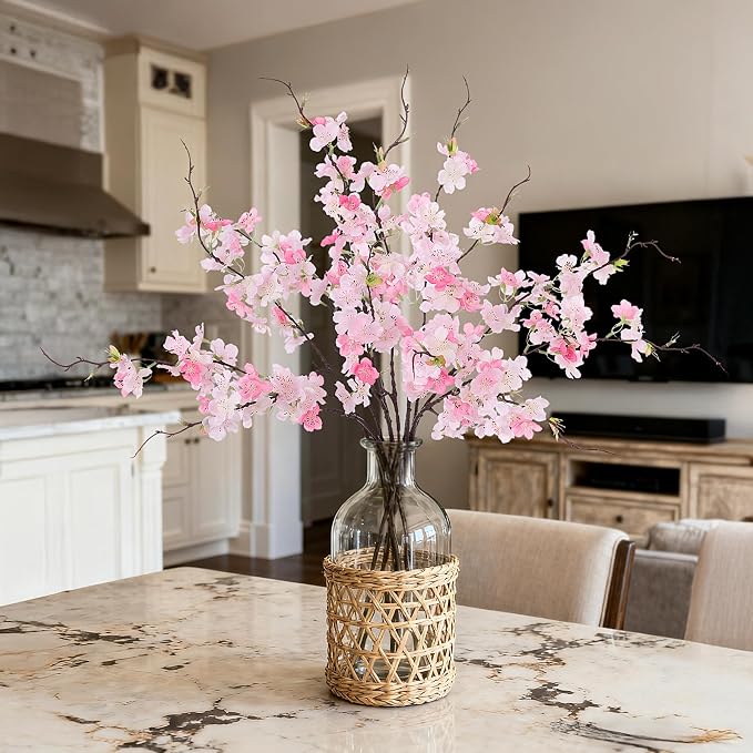 INXUGAO Artificial Cherry Blossom Branches Decor 12 PCS Fake Flowers Indoor | - Image 4