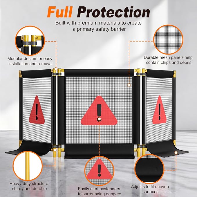 120" x 45" Heavy-Duty 3 Section Debris Containment Mesh Barrier, Stump Grinding - Image 3
