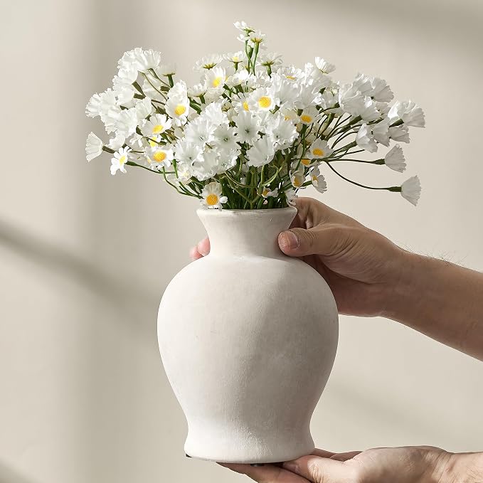 7.2" Ceramic Vase for Home Decor, Decorative Terracotta Farmhouse Rustic Vases - Image 6