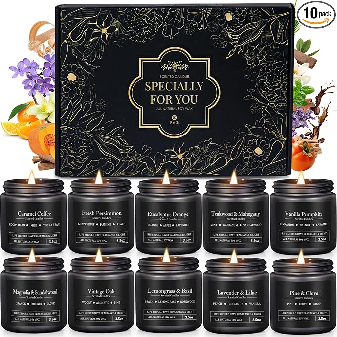 10 Pack Scented Candles for Men, Masculine Candle Gift Set by YMing