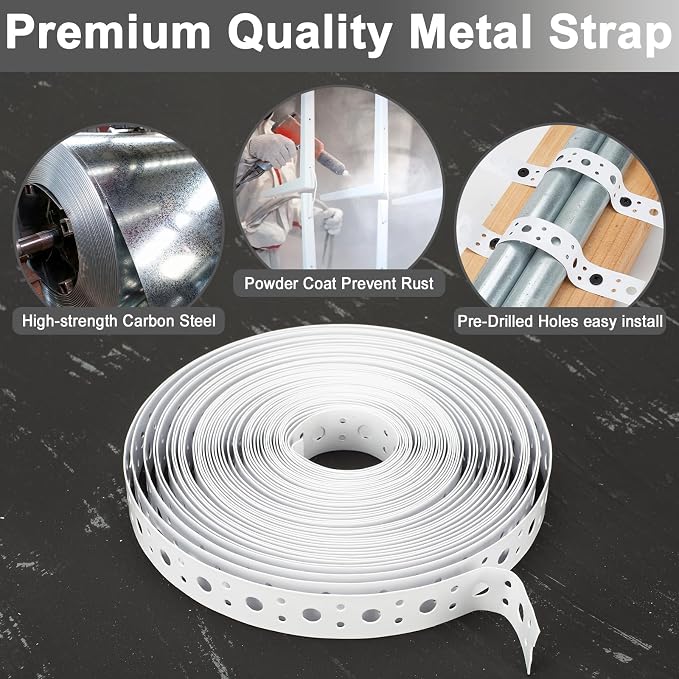 White Coating Metal Strapping 1-Inch x 33FT 0.6mm Thickness - Image 3