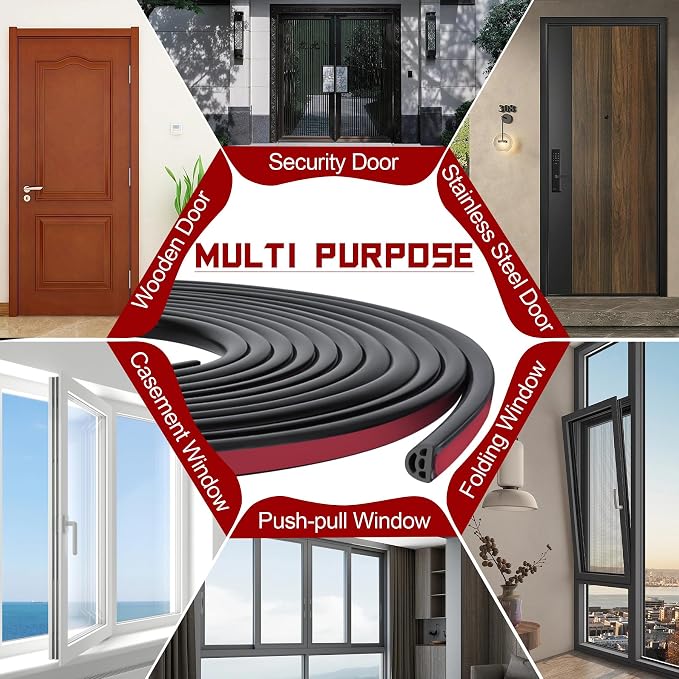 20Ft EPDM Rubber Weather Stripping Door Seal, Self-Adhesive Rubber Window Seal - Image 6