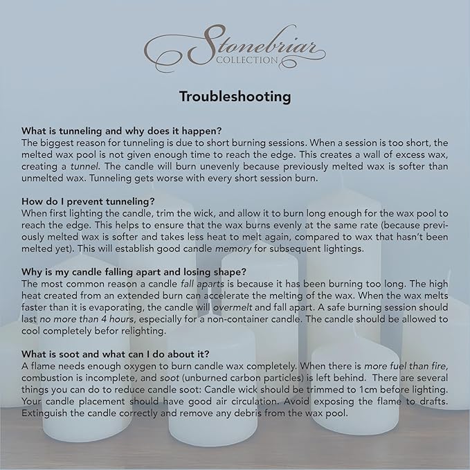 Stonebriar 3 Pack Tall 3 x 6 Inch 65 Hour Long Burning Unscented White Wax - Image 9