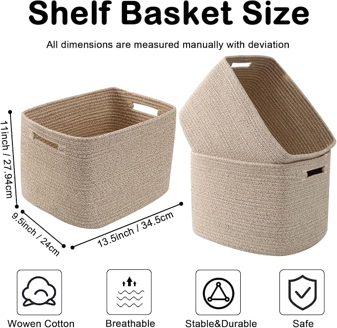 3 Pack Woven Baskets, Storage Baskets - Image 2