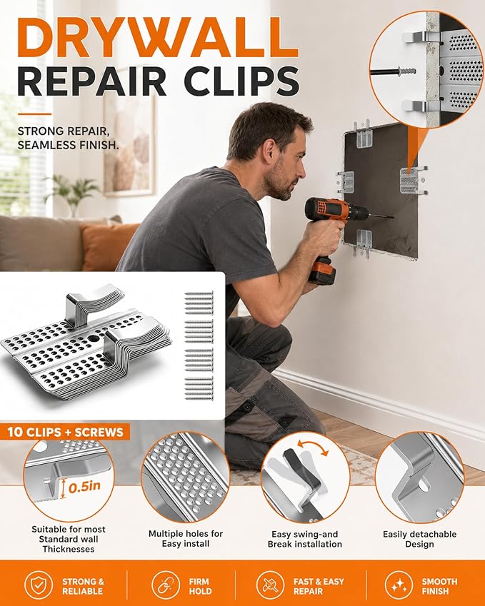10 Pack Drywall Repair Clips, Drywall Clips Repair - Image 3