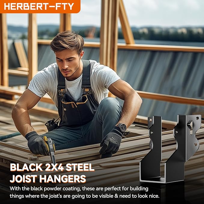 20 Pcs 2x4 Joist Hangers Black, 18 Gauge Face Mount Joist Hangers 2x4 Deck - Image 5