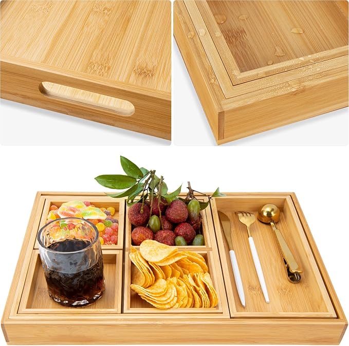 Wood Serving Tray with Handle, Decorative Serving Platter - Image 3
