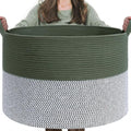 INDRESSME XXXLarge Woven Rope Blanket Basket Living Room Green, 90L | 21.7" x by INDRESSME
