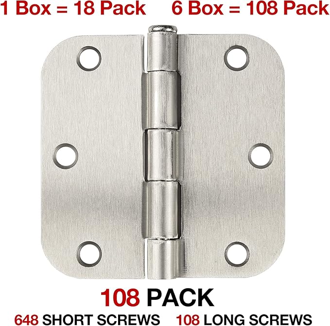 108 Pack Door Hinges Brushed Nickel 3.5 Inch - Image 2