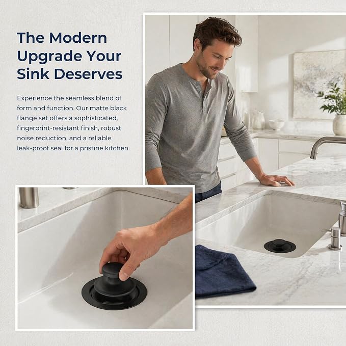 Garbage Disposal Stopper & Flange Kit, Matte Black Sink Stopper 3-1/2" - Image 7