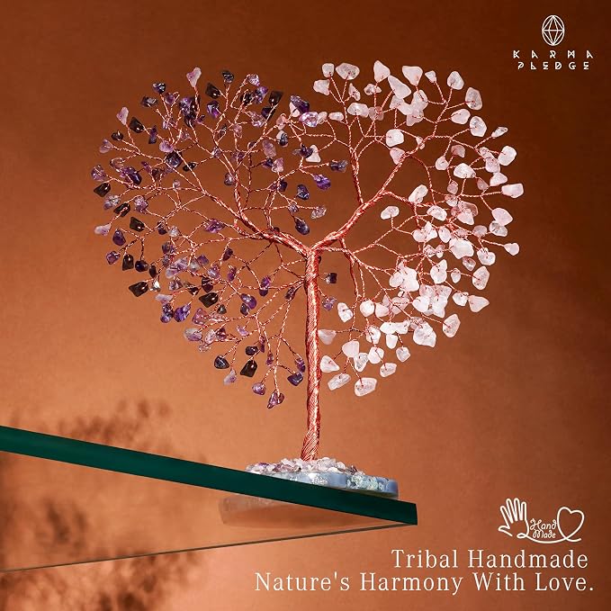 Handmade Healing Crystal Tree of Life Amethyst & Rose Quartz Chakra Tree - Image 6