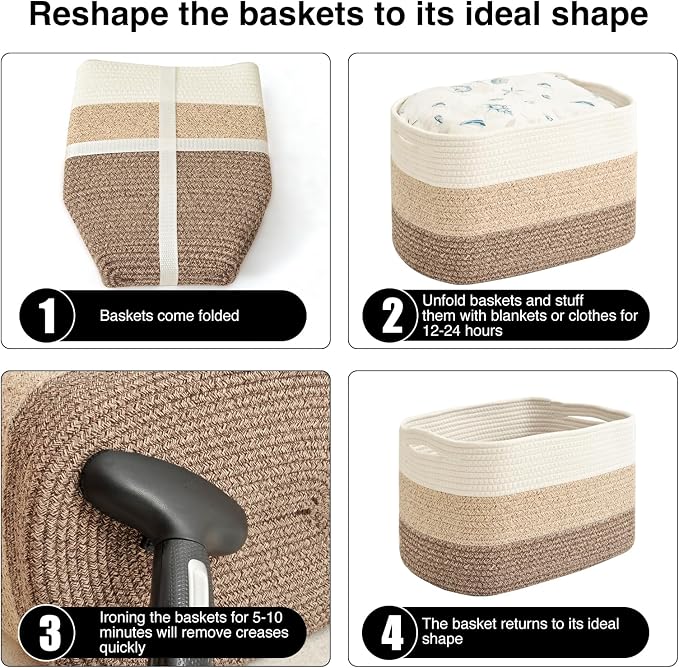 ICERZCZ Storage Baskets for Organizing & Shelves, Woven Cotton Rope - Image 7