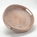 Round Rattan Serving Tray Decorative Woven Ottoman Trays by DECRAFTS