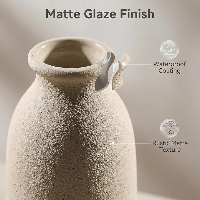 CEMABT Beige Ceramic vase Set-3 Flower vases - Image 2