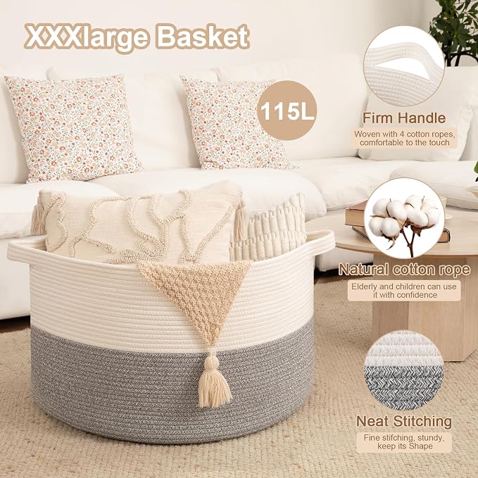 OIAHOMY 115L Extra Large Blanket Basket - Image 4