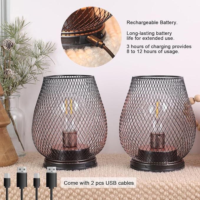 Set of 2 Rechargeable Lamp LED Table Lantern, Events - Image 3