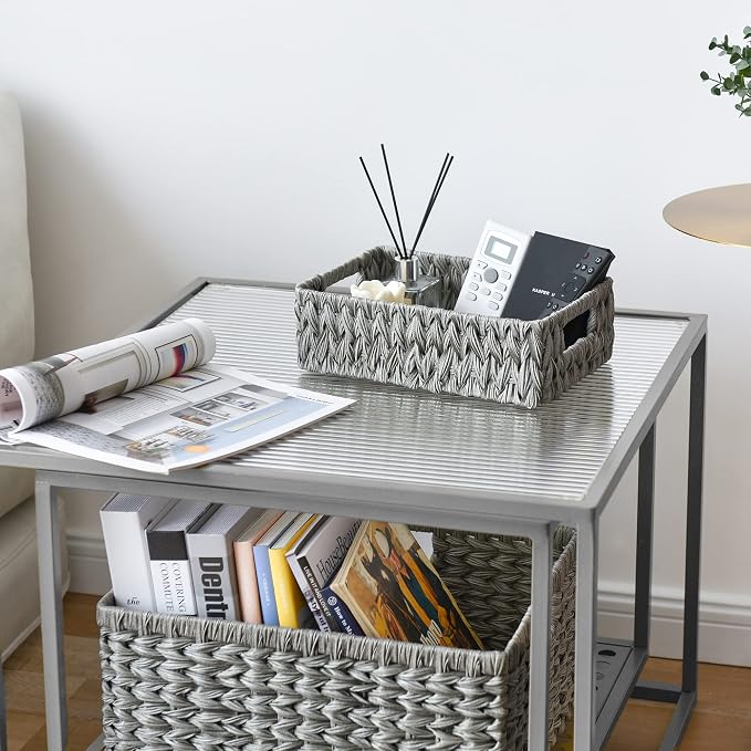 GRANNY SAYS Wicker Baskets for Storage, Waterproof Gray Baskets, Plastic - Image 8