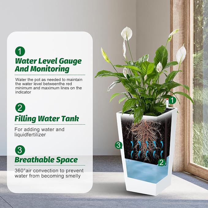 Garvee 16" Tall Planters Set of 2, Outdoor＆Indoor Planter Pots - Image 2