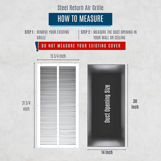 Fits 14x30 Duct Opening | Steel Return Air Grille by Handua | Vent Cover Grill - Image 2