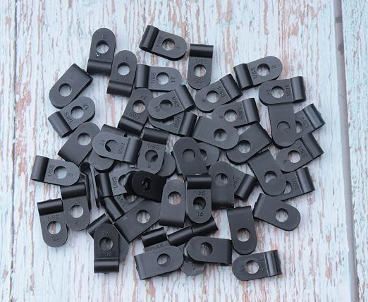 SOWAKA 50 Pcs Cable Clamp Black R Type Nylon Screw Mounting Cable | Cable - Image 2