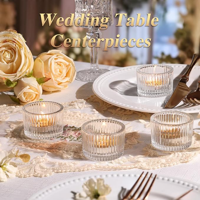 12 Pack Tealight Clear Candle Holders, Votive Tea Light Candle Holder | Table - Image 3