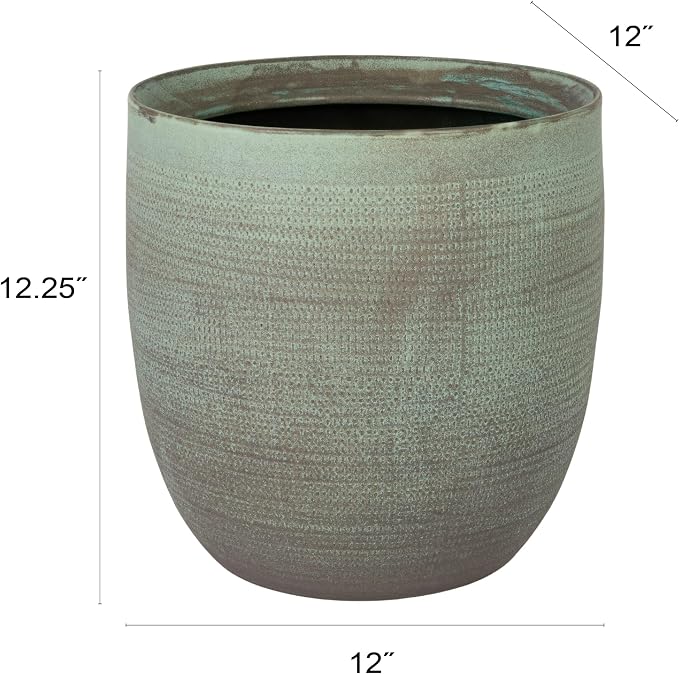 Creative Co-Op Matte Aqua Green Textured Stoneware Planter - Image 5