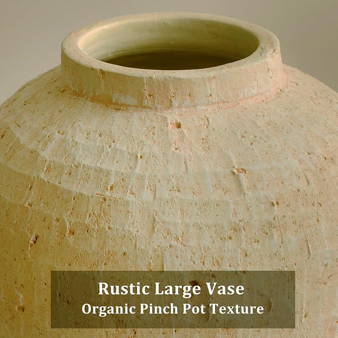 Large Ceramic Vase, Rustic Farmhouse Terracotta Vase - Image 5