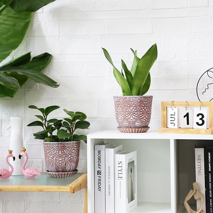 Gepege Ceramic Plant Pots, 6 Inch Indoor Planters - Image 4