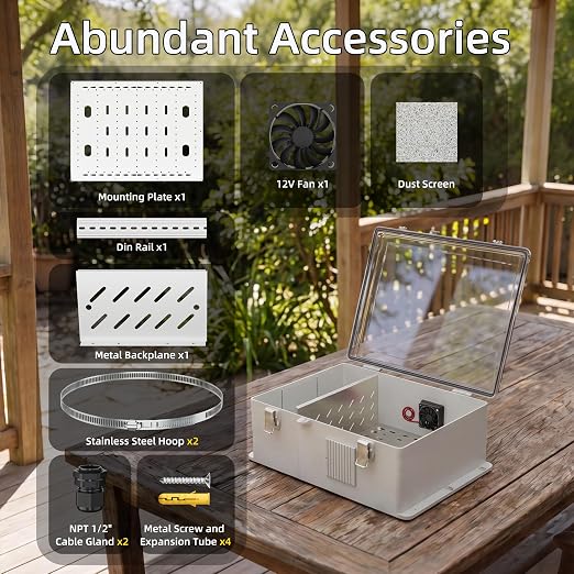 Joinfworld Outdoor Electric Enclosure Box 18.1x12.6x6.4 Waterproof | ABS Clear - Image 5