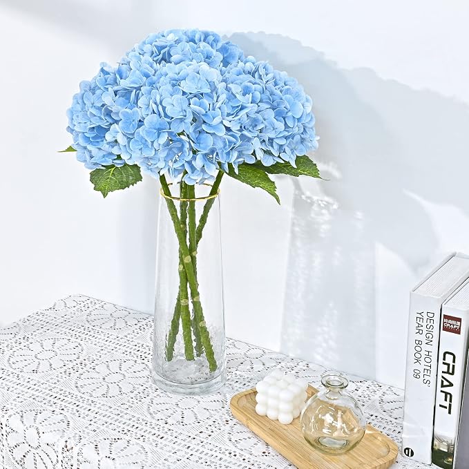 21" Real Touch Blue Hydrangea Artificial Flowers - Image 4