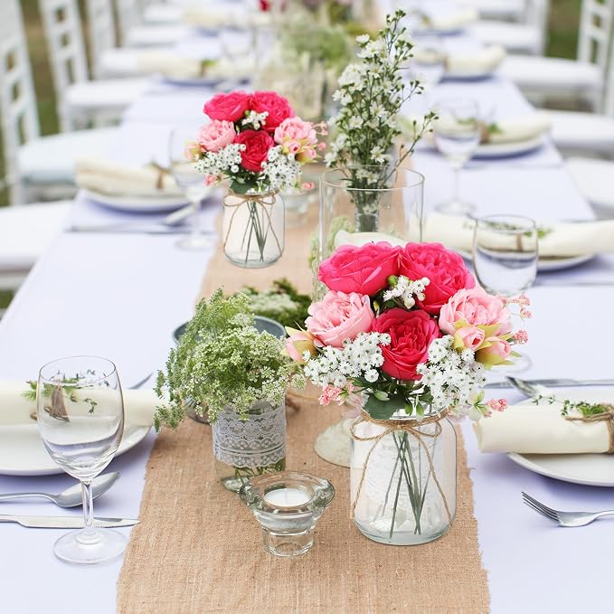 12 Sets Mason Jar Flowers Centerpiece Table Decorations, Artificial Peony - Image 6