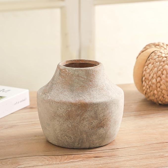 Mitt&Ditt Ceramic Flower Vase, 5.3 inch Pottery Farmhouse Rustic Vase, - Image 3