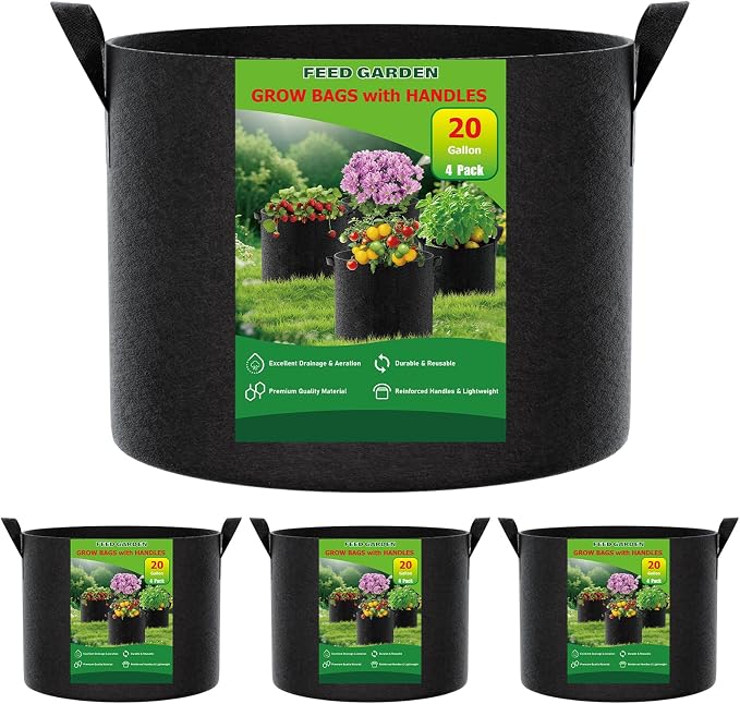 20 Gallon Plant Grow Bags 4 Pack 300G Fabric Pots by FEEDGARDEN