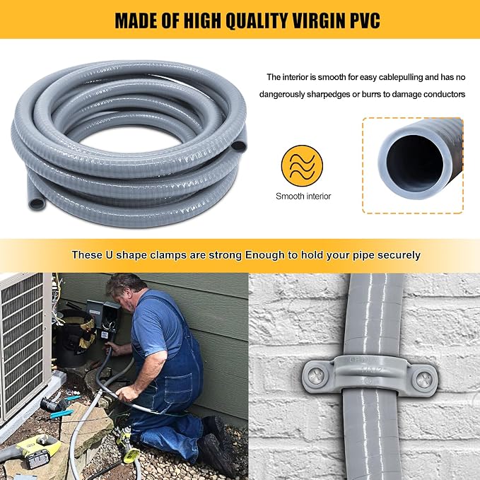 1-1/2 inch 50 Foot Liquid-Tight Conduit Kit, Flexible Non Metallic Electrical - Image 5