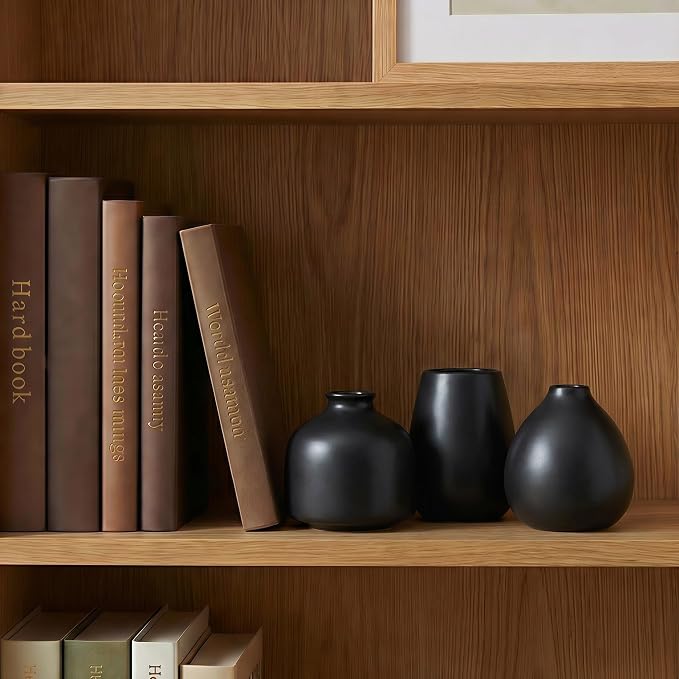 Black Bud Vases, Small Ceramic Vase Set of 11, Mini Pottery Vases - Image 7
